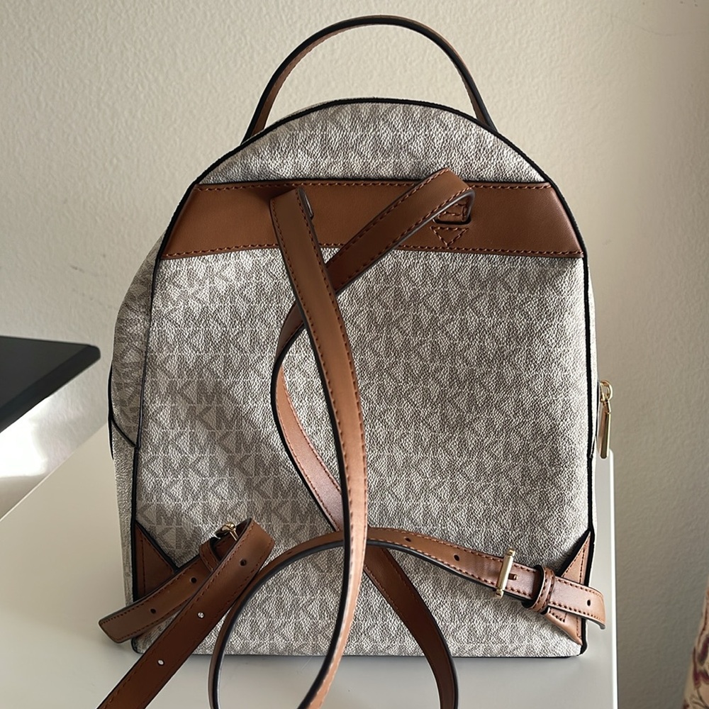 Michael Kors Cream and Tan Logo Backpack - Picture 6 of 11